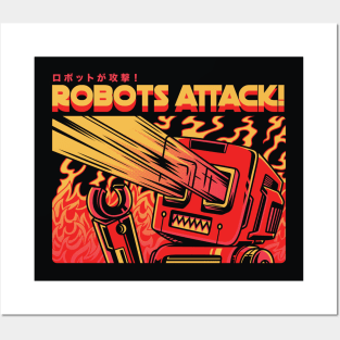 Retro Japanese Sci Fi Robots Attack! // Old School Robot Sci Fi Posters and Art